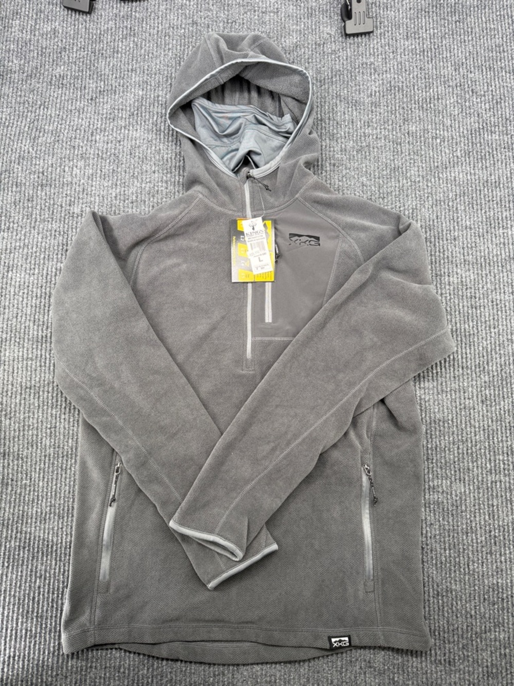 Men's Lightweight Hooded Fleece Pullover Jacket - Gray